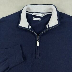 Peter Millar Cashmere Blend Sweater Mens Medium Quarter Zip Blue Pullover Soft